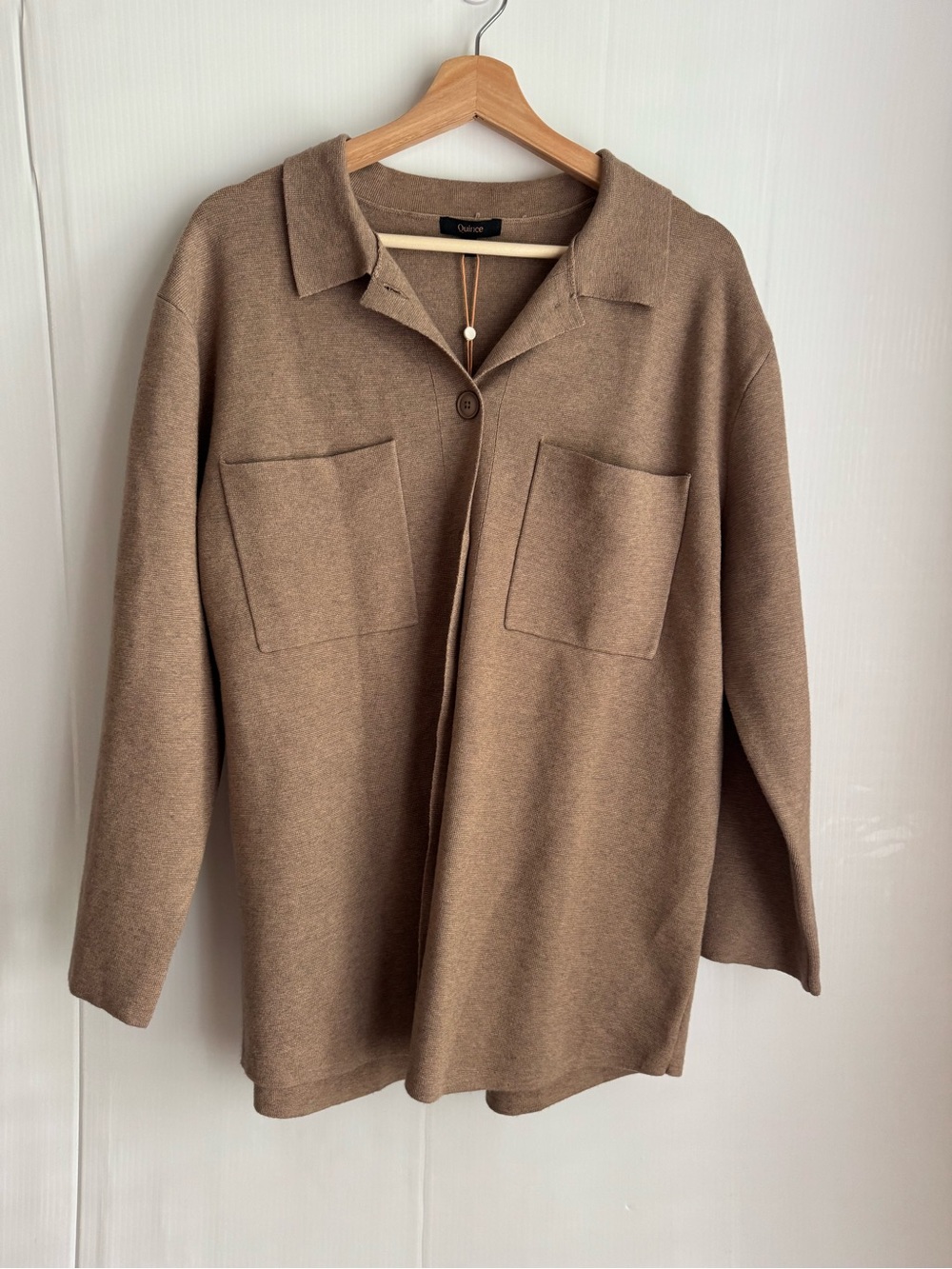 Quince Soft Brown Pocketed Blazer Jacket sweater